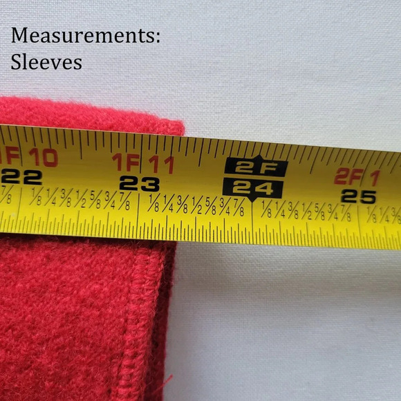 Chico's Boucle Knit Blazer Red 100% Wool Artsy Buttons Jacket (Size: 2) - Picture 16 of 16